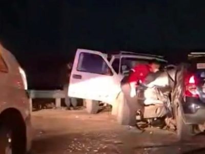 Violento choque frontal en Ruta 7 dejó dos heridos a la altura de Cañadón de las Cabras