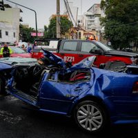 Árbol aplasta un automóvil con una familia dentro en la Nápoles; la madre murió (Video)