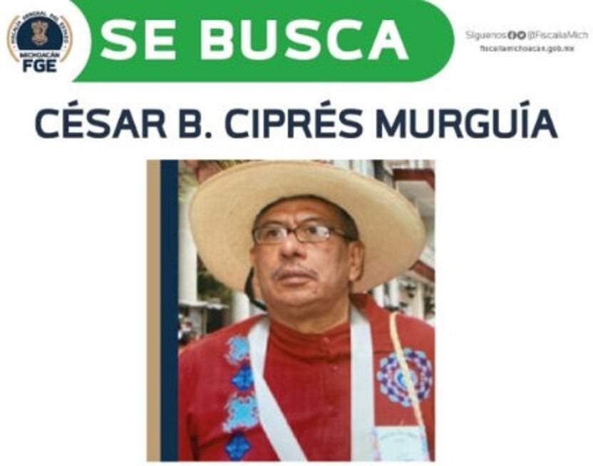 De la ficha de búsqueda del activista y promotor cultural desaparecido en Uruapan