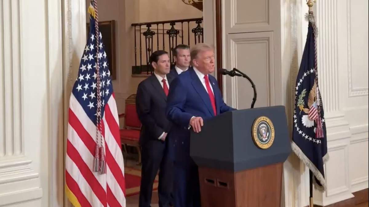 Donald Trump, Marco Rubio y Pete Hegseth el 21 de junio en la Casa Blanca