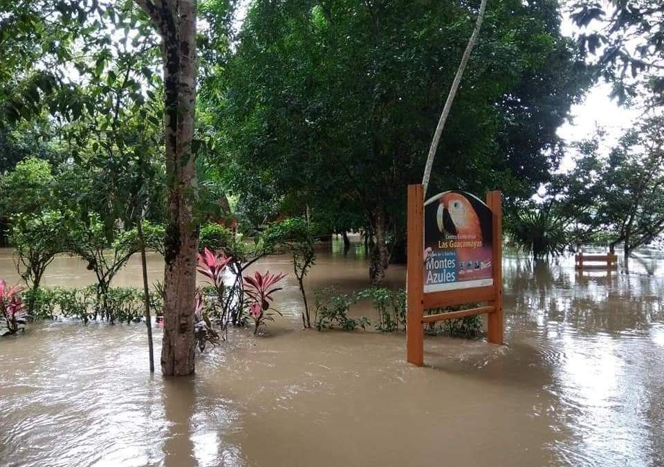 Inundación en el Centro ecoturístico Las Guacamayas en Chiapas