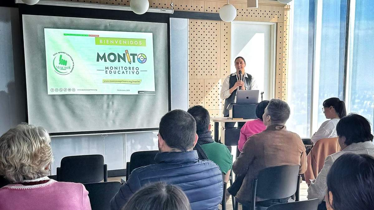 Patricia Vázquez del Mercado, presidenta ejecutiva de Mexicanos Primero, en la presentación de Monito