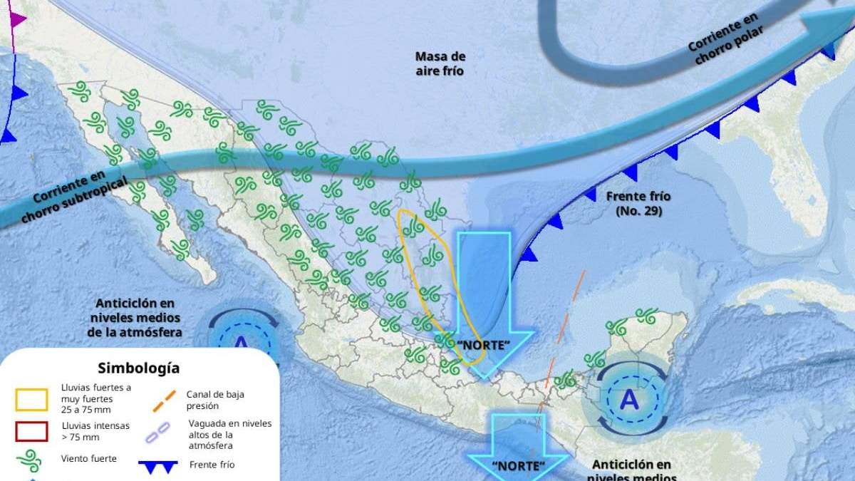 Los estados que cubrirá la masa de aire frío