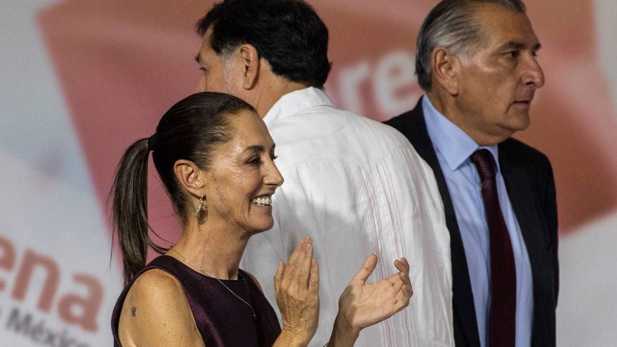 Claudia Sheinbaum, Gerardo Fernández Noroña y Adán Augusto López, en imagen del 14 de septiembre de 2023