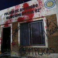 Tensión en Las Perlas: luego de la marcha hubo destrozos en la subcomisaría