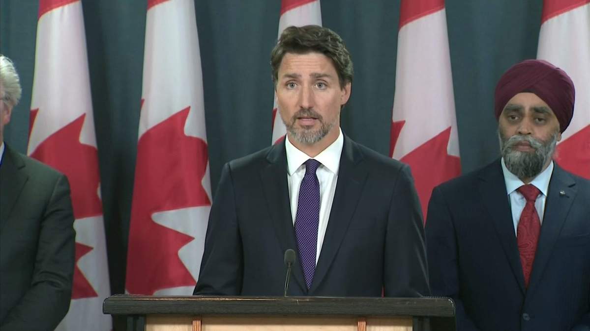 El primer ministro de Canadá, Justin Trudeau en conferencia de prensa. Fuente: (Twitter)