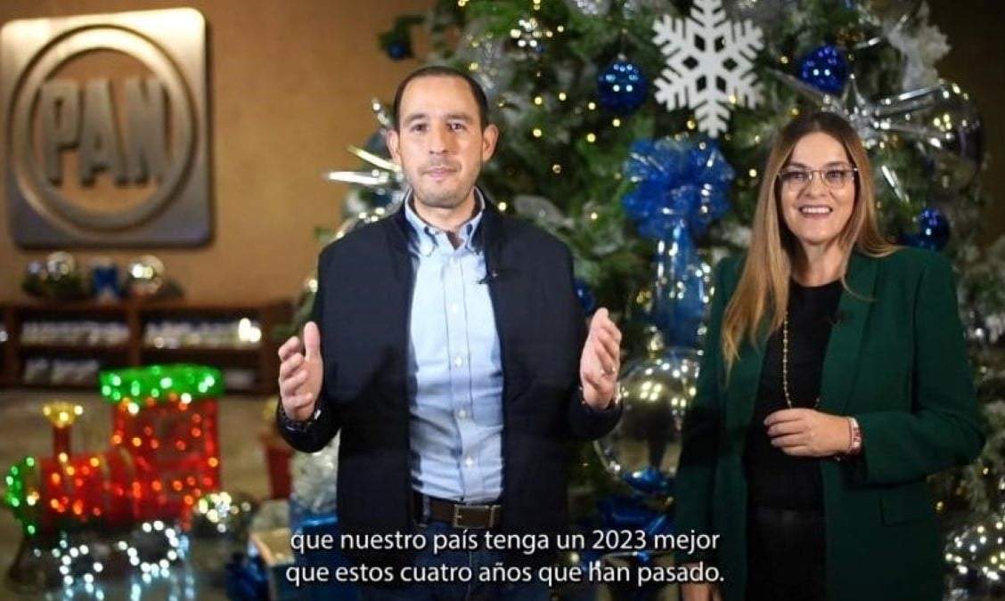 Mensaje navideño de los dirigentes del PAN, Marko Cortés, presidente nacional, y Cecilia Patrón Laviada, secretaria general