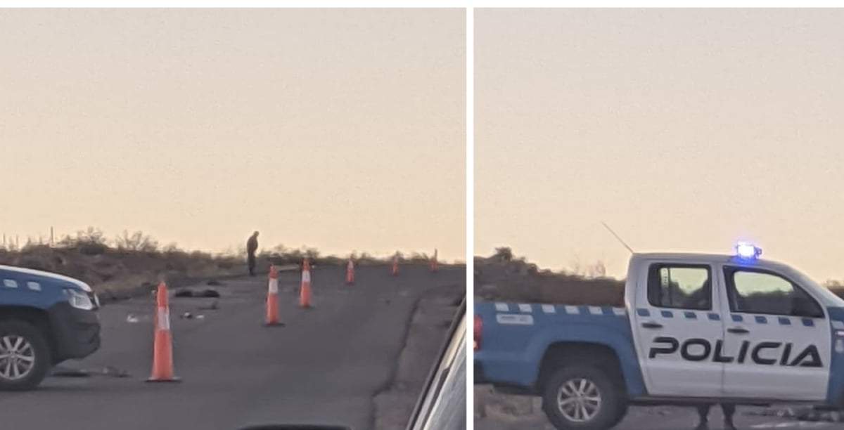 Móvil policial sobre la ruta donde ocurrió el vuelco. Fuente: (Radio Mas)