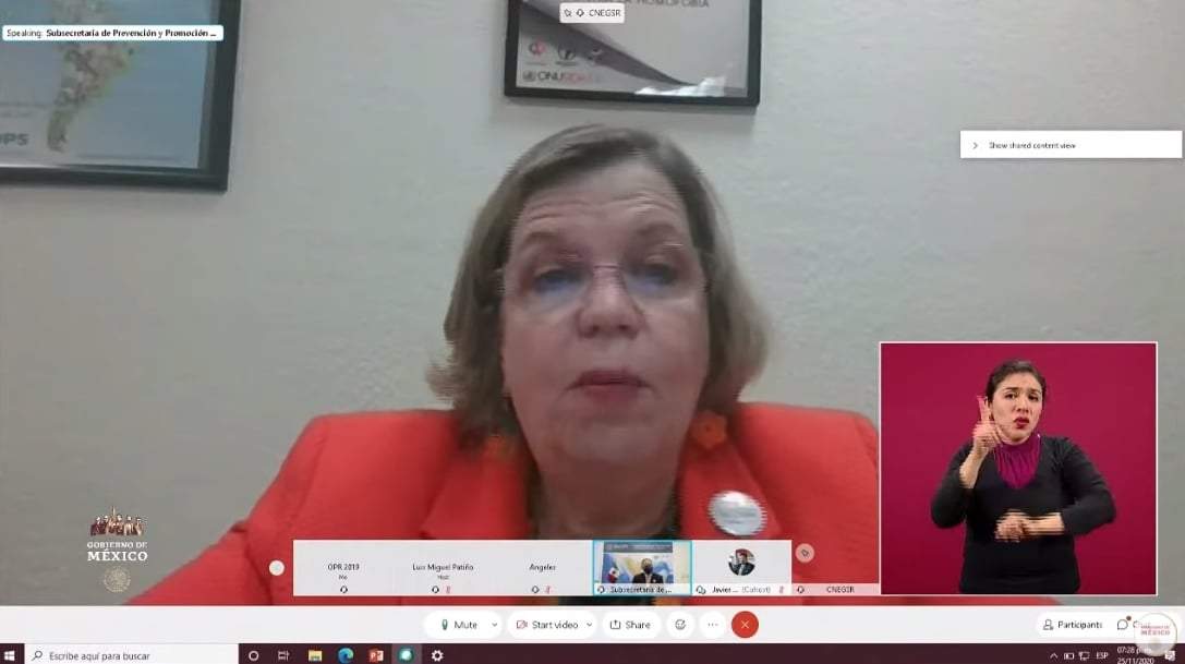 Nadine Gasman, de Inmujeres, en la conferencia vespertina de la Secretaría de Salud