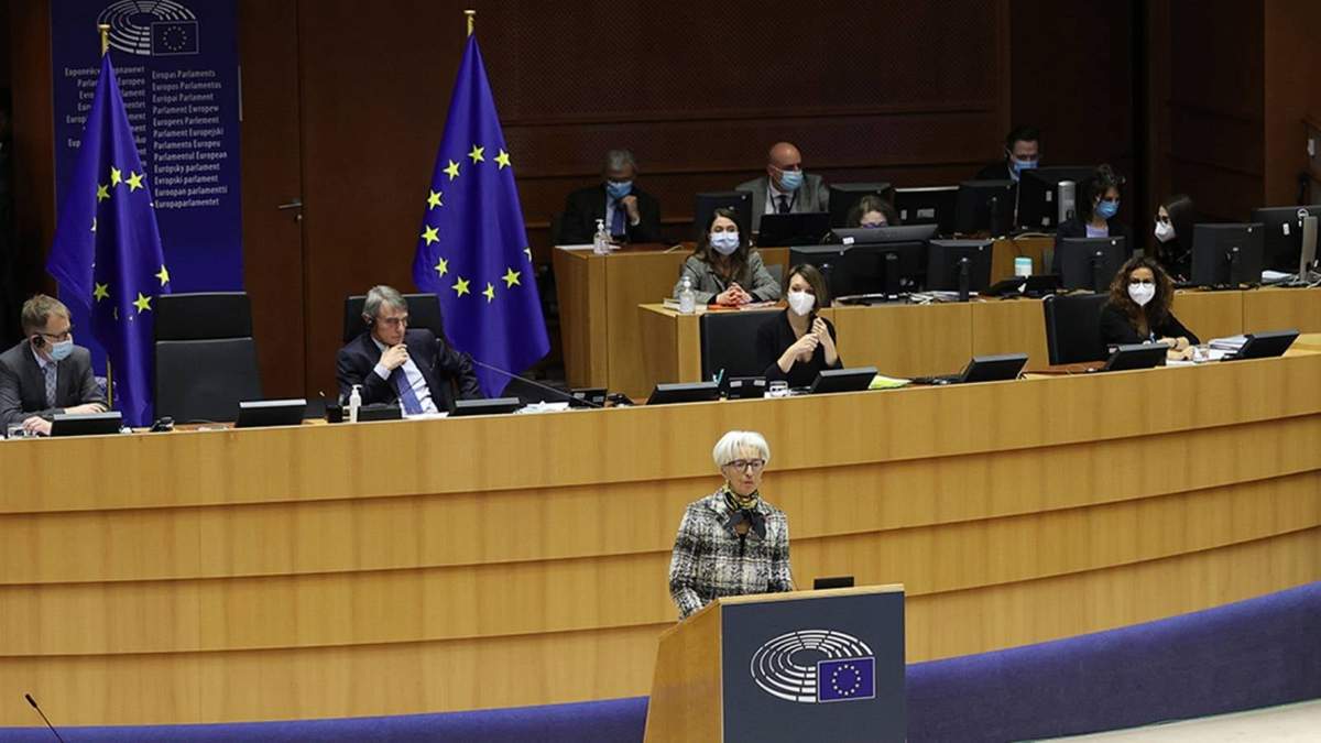 Christine Lagarde durante su comparecencia ante el Parlamento Europeo