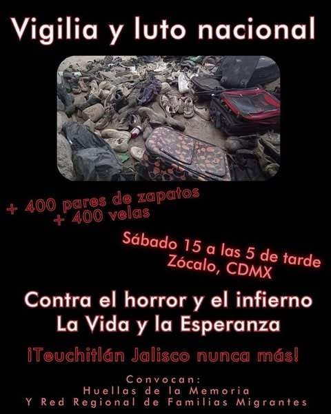 Vigilia y luto nacional por campo de exterminio en Teuchitlán
