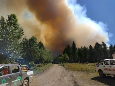 Incendio en Aluminé: continuá el fuego y se acercó a una escuela ubicada en Ruca Choroi
