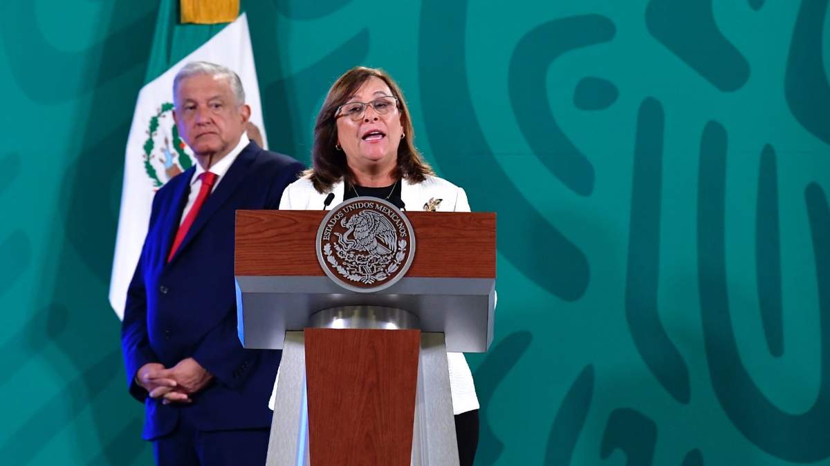 La secretaria de Energía Rocío Nahle en la conferencia presidencial