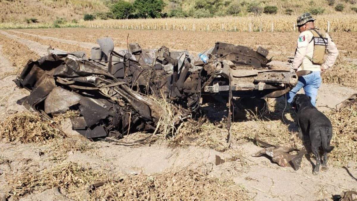 Los restos del tractocamión que transportaba gas quedó en un sembradío a un costado de la autopista