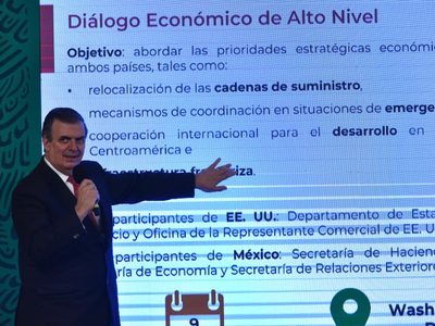 Diálogo económico de "alto nivel" México-EU, el 9 de septiembre: Ebrard