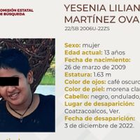 Hallan muerta a Yesenia Lilian, de 13 años, desaparecida en Veracruz; cae su madrastra