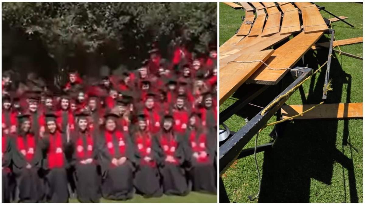 Colapsan gradas mientras estudiantes de la Ibero se tomaban foto de graduación
