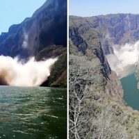 Captan derrumbe en el Cañón del Sumidero tras sismo; cierran navegación (Video)