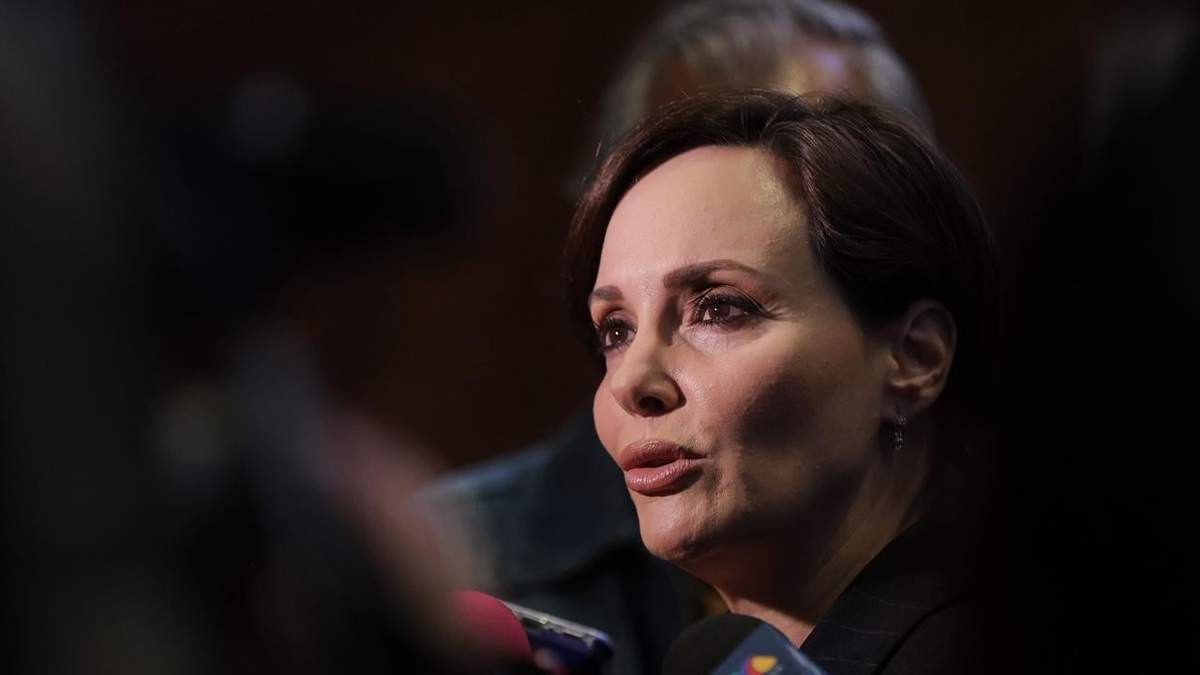 La senadora panista Lilly Téllez en conferencia de prensa, el miércoles 4 de febrero de 2026