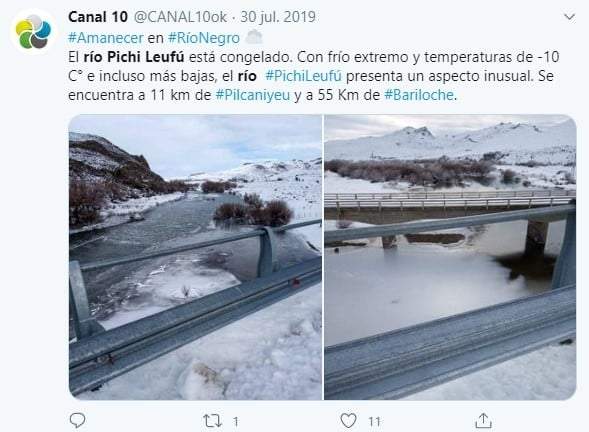 Río Pichi Leufú. Fuente: (Twitter)