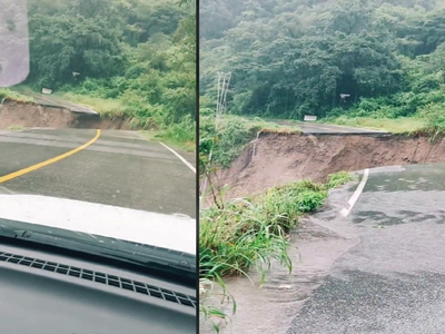 Colapsa tramo de la carretera México-Acapulco tras paso del huracán John (Video)