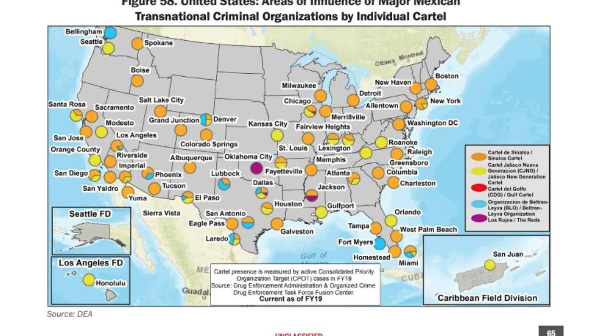 Áreas de influencia en EU de los cárteles mexicanos