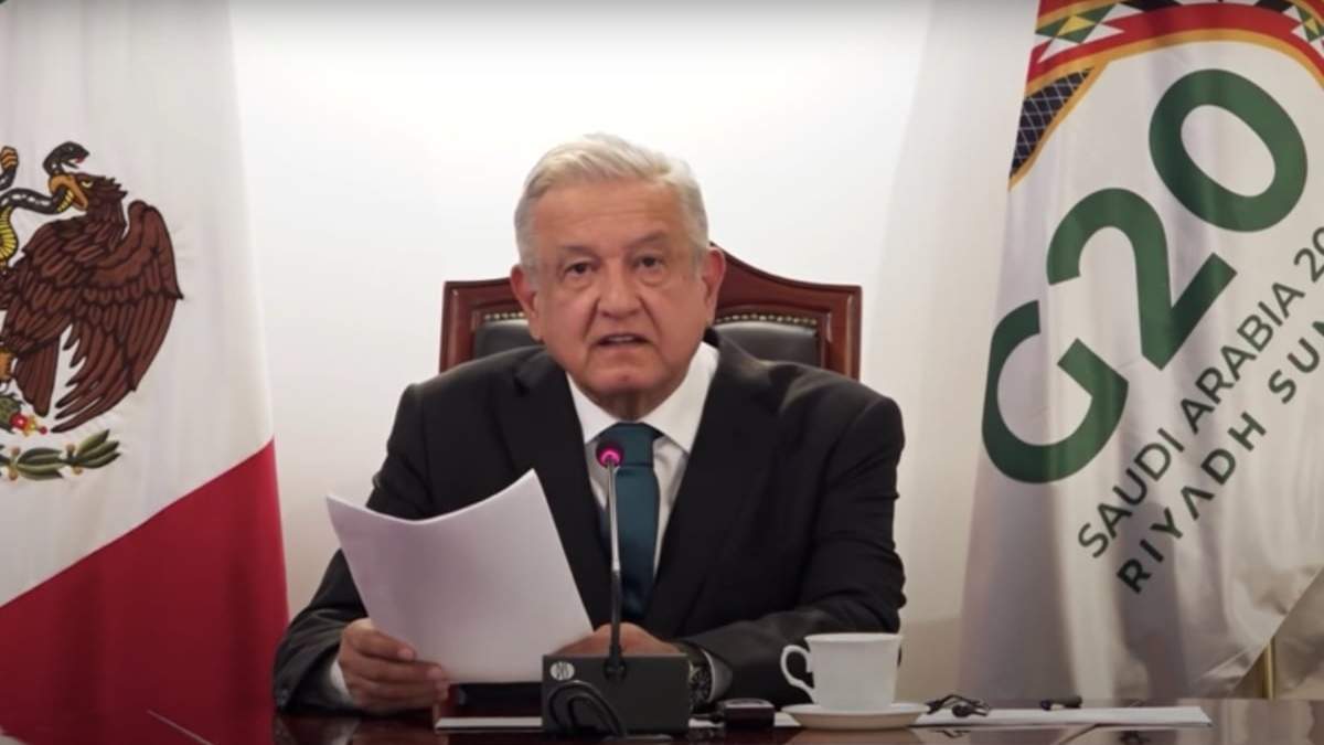 El presidente López Obrador durante su segunda intervención en el G20