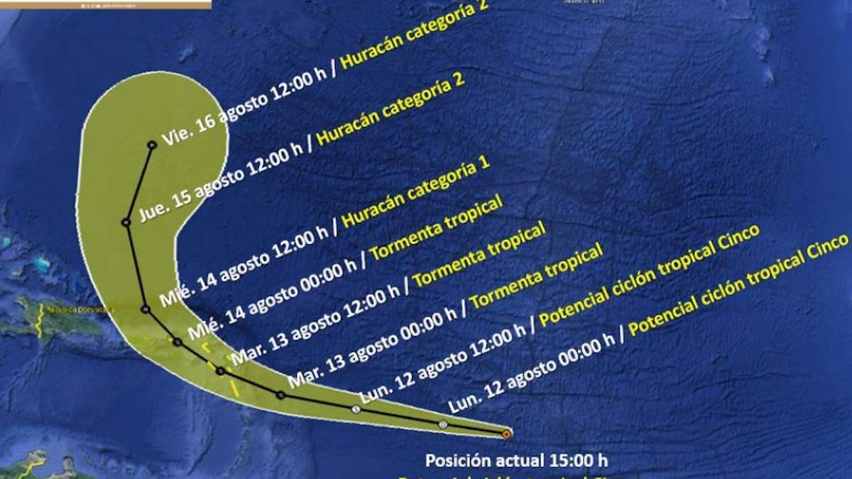 Trayectoria posible del potencial ciclón tropical Cinco.
