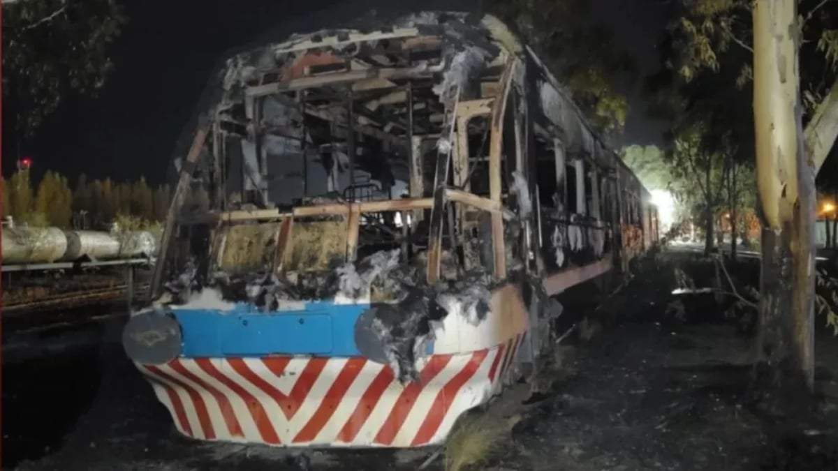 La impactante imagen del tren luego del incendio. Fuente (Facebook)