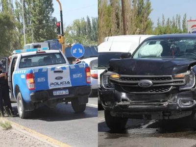 Conductor se distrajo mientras buscaba su celular y chocó contra un patrullero en la Ruta 7