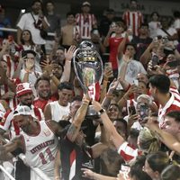 No le importó la sanción: Juan Sebastián Verón levantó el trofeo en la tribuna