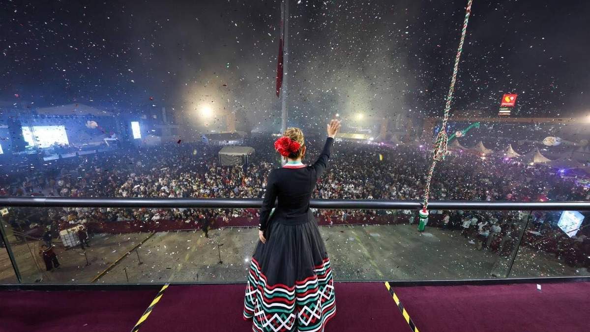 La gobernadora de Guerrero, Evelyn Salgado, durante los festejos del 15 de septiembre