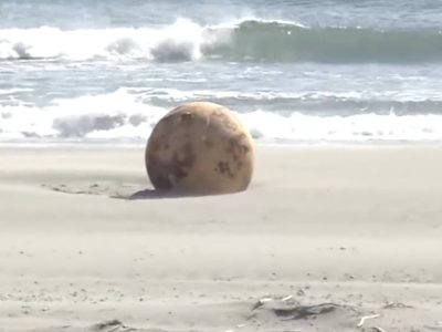 Encontraron una misteriosa esfera redonda en una playa de Japón