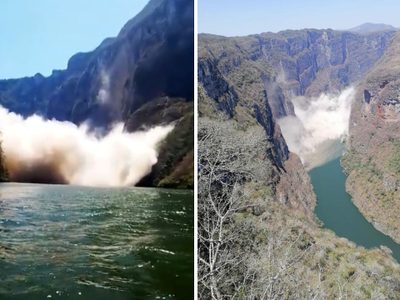 Captan derrumbe en el Cañón del Sumidero tras sismo; cierran navegación (Video)