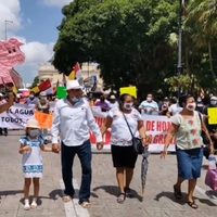 Con marcha, reclaman a Vila Dosal por apoyar a empresa porcina suspendida en Homún