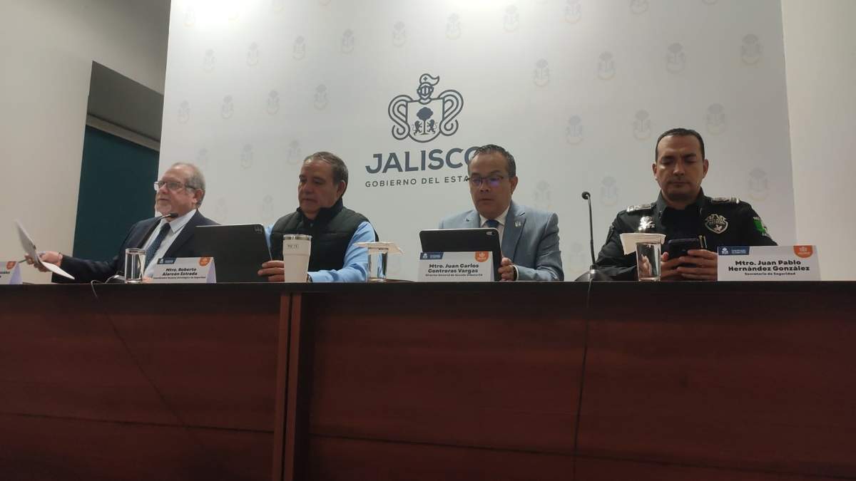Autoridades de Jalisco en rueda de prensa por la ejecución de un empresario del Mercado de Abastos de Zapopan