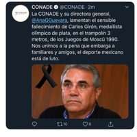 Reportan grave a Carlos Girón; la Conade lamentó su 'fallecimiento”