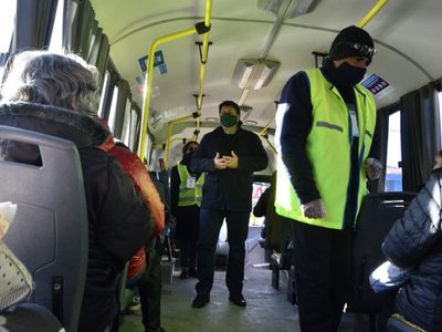 El intendente Gaido estuvo presente en los controles del transporte público