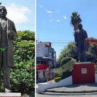Estatua de Benito Juárez en Cuernavaca es vandalizada con pintura verde