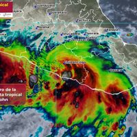 John se degradó a tormenta tropical; se ubicó a 45 kilómetros de Acapulco