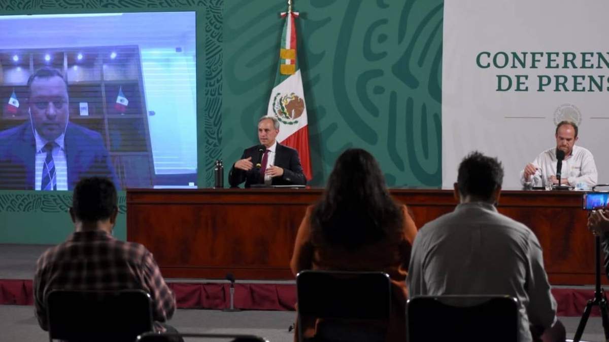 Daniel Díaz Martínez, secretario de Salud de Guanajuato, Hugo López-Gatell y Ruy López Ridaura
