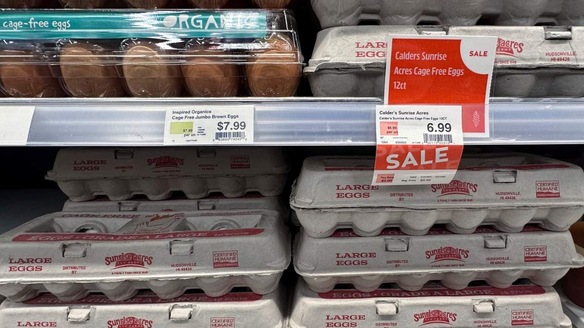 Cartones de huevos en un supermercado en Grosse Point, Michigan, el 7 de febrero del 2025