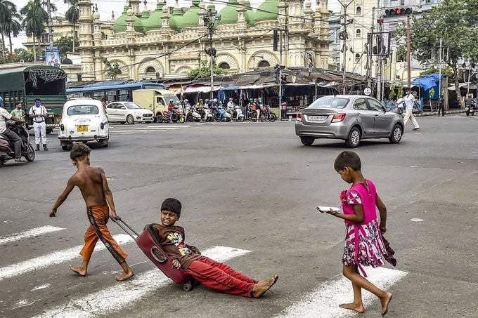 Imagen de archivo de niños en Calcuta (India)