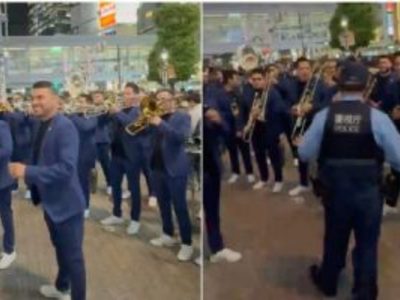 ¡Les cayó la policía! Así callaron a la Banda El Recodo mientras tocaba en calles de Japón (Videos)