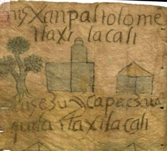 Fragmento de códice Tachialoayan, manuscritos que servían a las comunidades indígenas para legalizar y legitimar su propiedad sobre la tierra