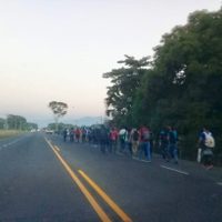 Más de dos mil migrantes declinan solicitar tarjeta de visitante y parten en caravana hacia EU