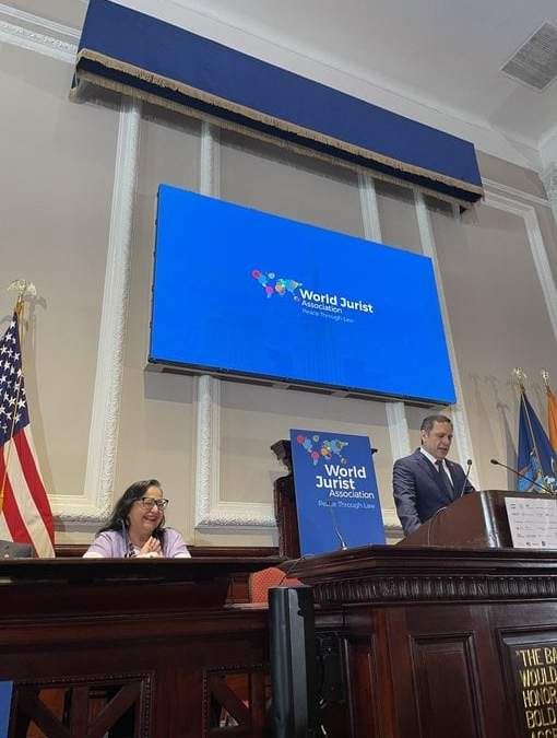 La ministra Norma Piña, presidenta de la SCJN, en su participación en el World Law Congress, en Nueva York, el 20 de julio de 2023