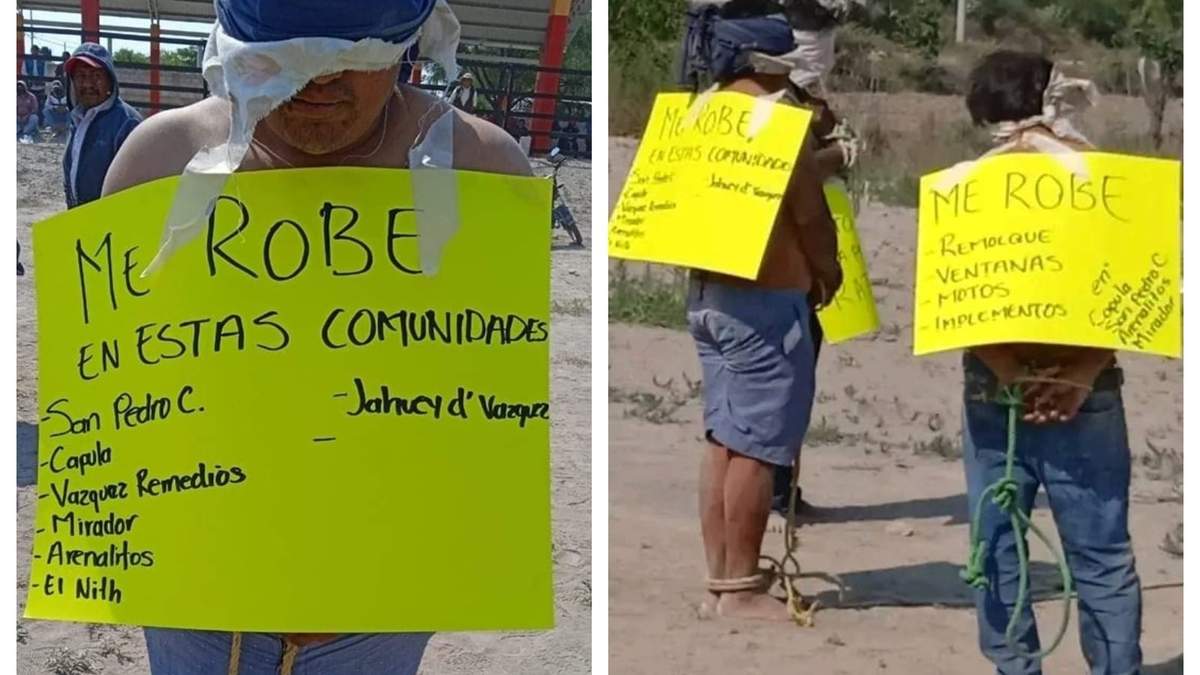Los hombres detenidos por habitantes de San Pedro Capula