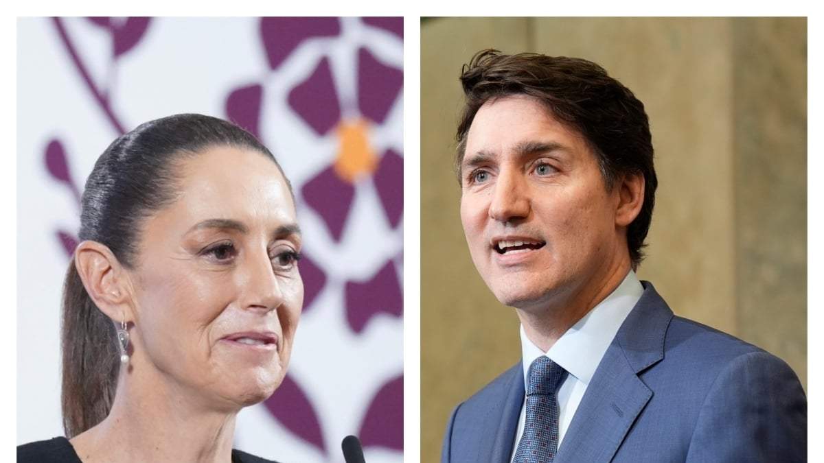 La presidenta de México, Claudia Sheinbaum y Justin Trudeau