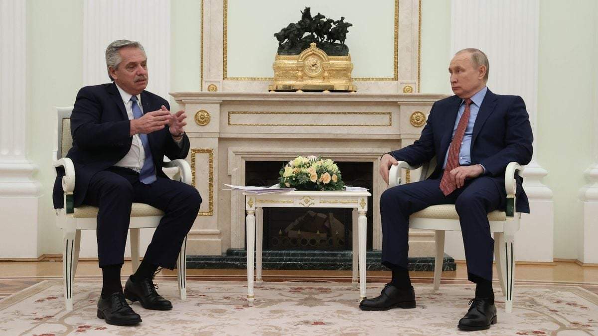 El presidente Alberto Fernández con su par ruso, Vladimir Putin. Fuente: (Twitter)
